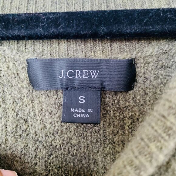 J.Crew Sweater Women S Olive Army Green Waffle Crewneck Supersoft Yarn Preppy - Picture 2 of 6